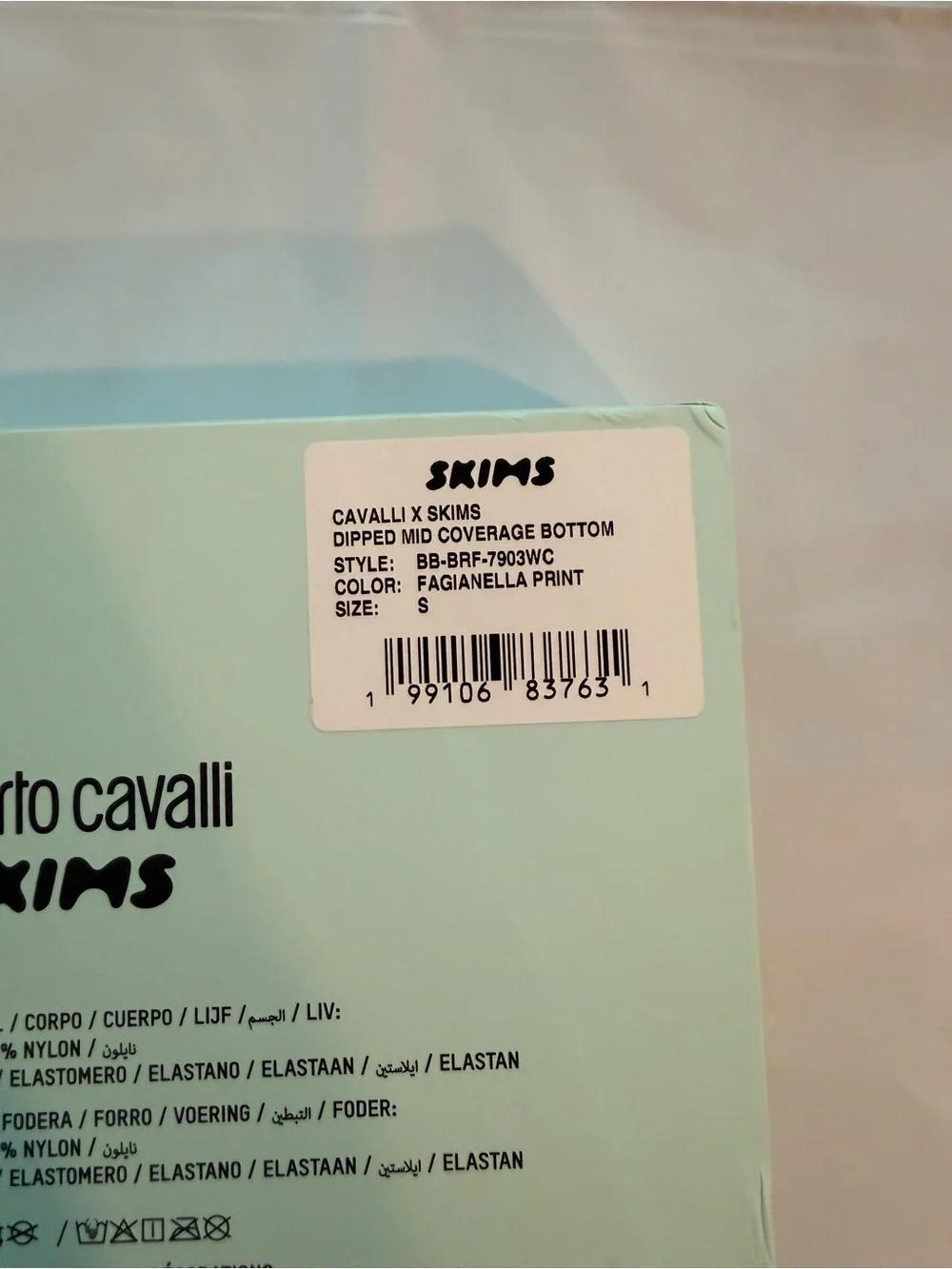 Roberto Cavalli x Skims Fagianella Print Dipped Mid Coverage Bottom Small